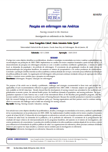 Pesquisa em enfermagem nas Américas