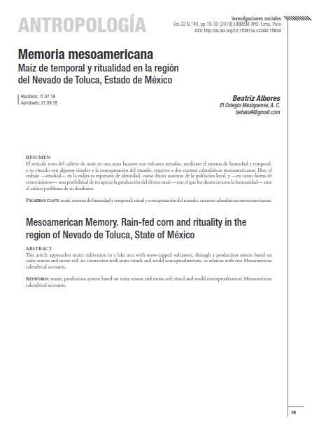 Memoria mesoamericana Maíz de temporal y ritualidad en la región del Nevado de Toluca, Estado de México