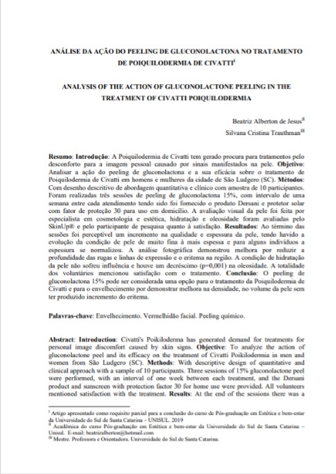 Análise da ação do peeling de gluconolactona no tratamento de poiquilodermia de civatti
