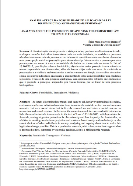Análise Acerca da Possibilidade de Aplicação da Lei do Feminicídio às Transexuais Femininas