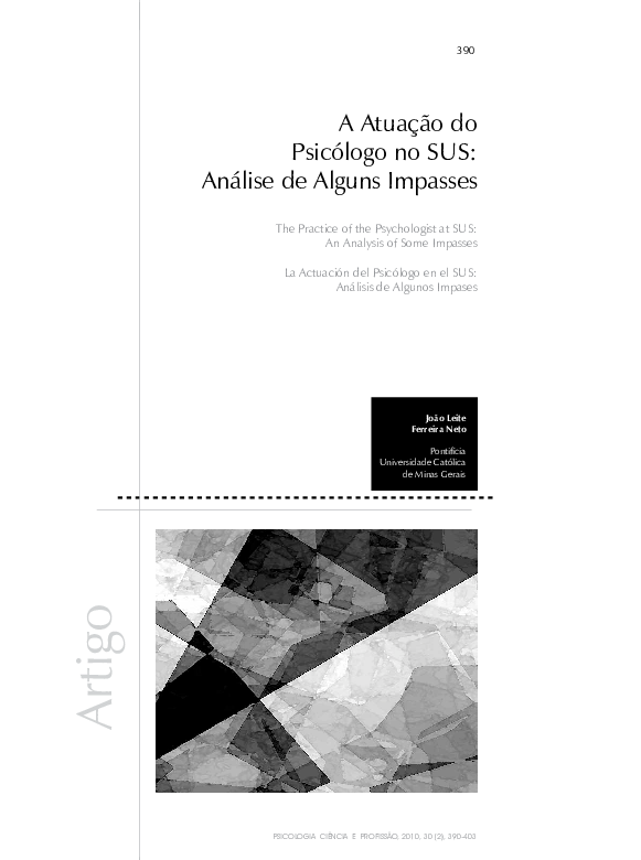 A atuação do psicólogo no SUS: análise de alguns impasses