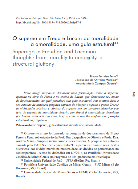O supereu em Freud e Lacan: da moralidade à amoralidade, uma gula estrutural