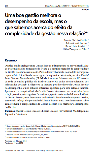 Uma boa gestão melhora o desempenho da escola, mas o que sabemos acerca do efeito da complexidade da gestão nessa relação?