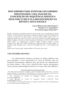 Dos saberes para ensinar aos saberes didatizados: uma análise da concepção de sequência didática segundo o isd e sua reconcepção na revista Nova Escola