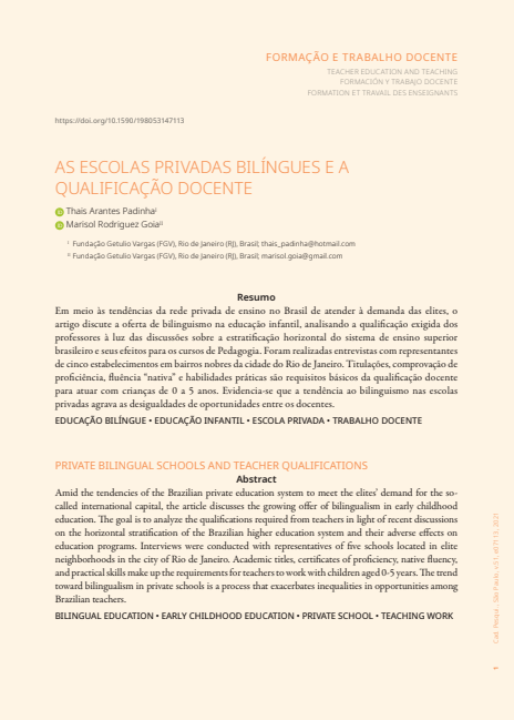 AS ESCOLAS PRIVADAS BILÍNGUES E A QUALIFICAÇÃO DOCENTE