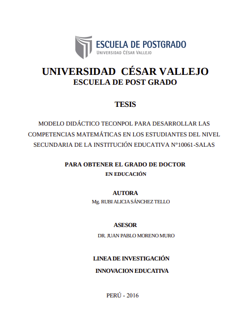 Modelo Didáctico Teconpol Para Desarrollar Las Competencias Matemáticas En Los Estudiantes