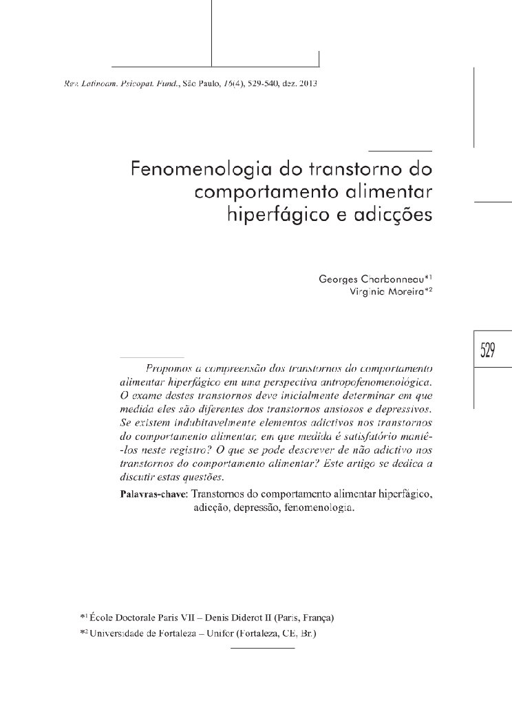 Fenomenologia do transtorno do comportamento alimentar hiperfágico e adicções