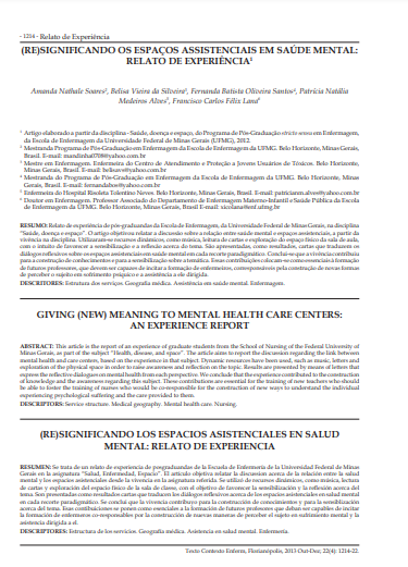 (Re)significando os espaços assistenciais em saúde mental: relato de experiência
