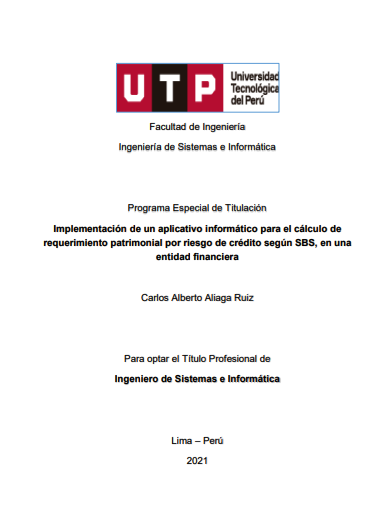 Implementación de un aplicativo informático para el cálculo de requerimiento patrimonial por riesgo de crédito