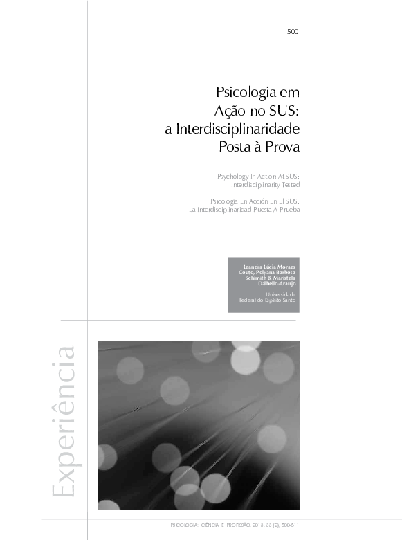 Psicologia em ação no SUS: a interdisciplinaridade posta à prova