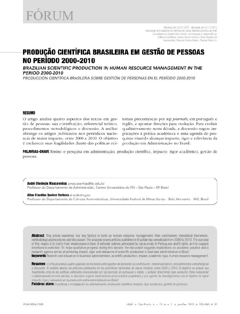 Produção científica brasileira em gestão de pessoas no período 2000-2010