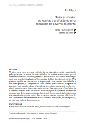 Ordo et modo: os jesuítas e a difusão de uma pedagogia de governo da escrita