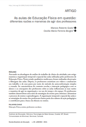 As aulas de Educação Física em questão: diferentes razões e maneiras de agir dos professores