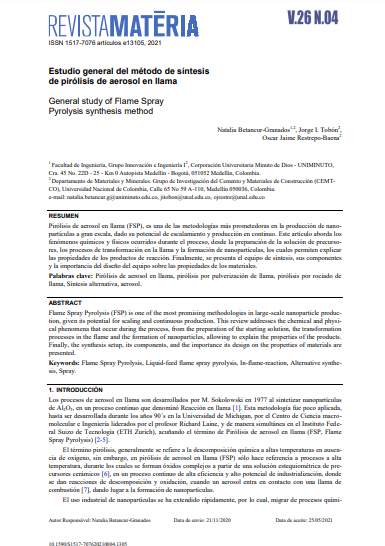 Estudio general del método de síntesis de pirólisis de aerosol en llama