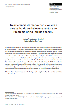 Transferência de renda condicionada e o trabalho do cuidado: uma análise do Programa Bolsa Família em 2019