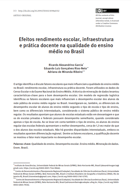 Efeitos rendimento escolar, infraestrutura e prática docente na qualidade do ensino médio no Brasil