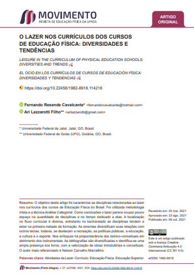 O LAZER NOS CURRÍCULOS DOS CURSOS DE EDUCAÇÃO FÍSICA: DIVERSIDADES E TENDÊNCIAS