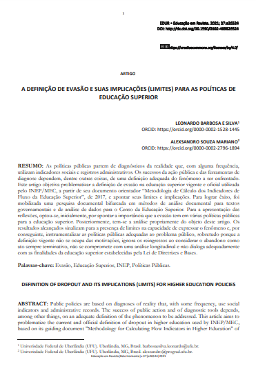 A DEFINIÇÃO DE EVASÃO E SUAS IMPLICAÇÕES (LIMITES) PARA AS POLÍTICAS DE EDUCAÇÃO SUPERIOR