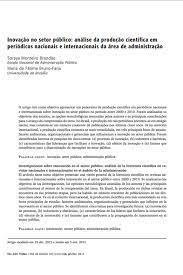 Inovação no setor público: análise da produção científica em periódicos nacionais e internacionais da área de administração