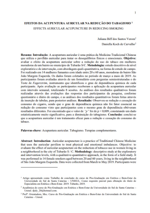 Efeitos da acupuntura auricular na redução do tabagismo