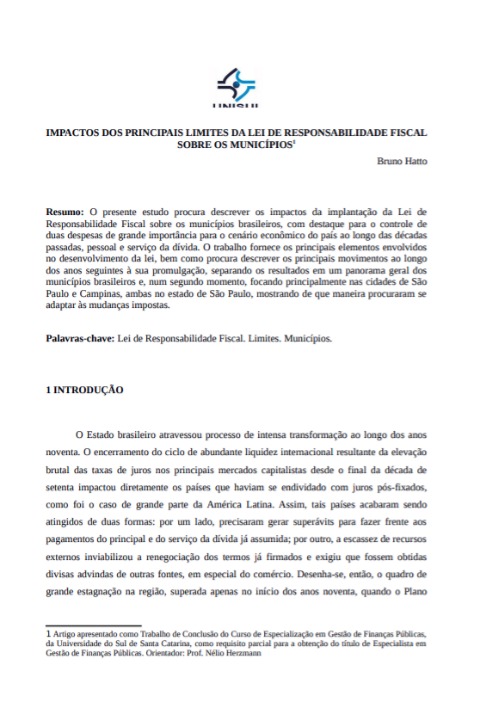 Impacto dos principais limites da Lei de Responsabilidade Fiscal sobre os municípios