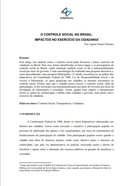 O controle social no Brasil: impactos no exercício da cidadania