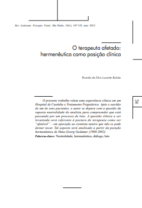 O terapeuta afetado: hermenêutica como posição clínica