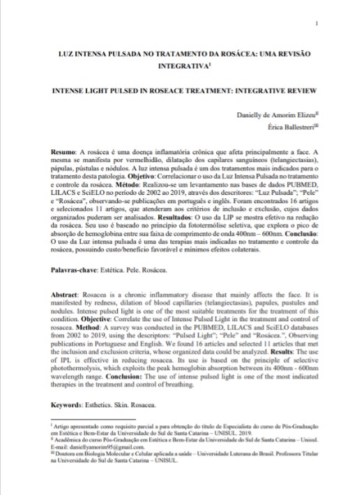 Luz intensa pulsada no tratamento da rosácea: uma revisão integrativa