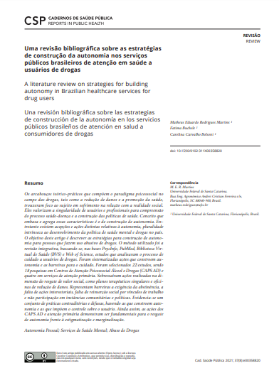 Uma revisão bibliográfica sobre as estratégias de construção da autonomia nos serviços públicos brasileiros de atenção em saúde a usuários de drogas