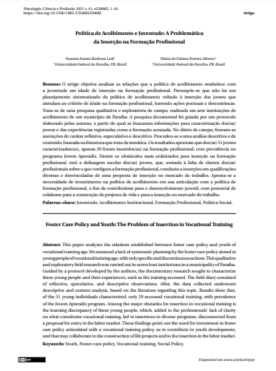 Política de Acolhimento e Juventude: A Problemática da Inserção na Formação Profissional