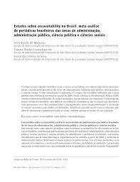 Estudos sobre accountability no Brasil: meta-análise de periódicos brasileiros das áreas de administração, administração pública, ciência política e ciências sociais