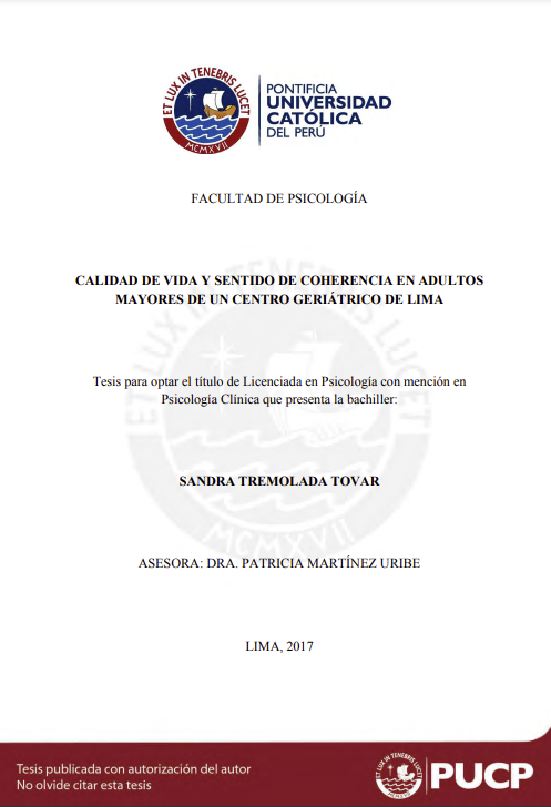 Calidad de vida y sentido de coherencia en adultos mayores de un centro geriátrico de Lima