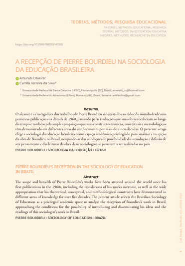 A RECEPÇÃO DE PIERRE BOURDIEU NA SOCIOLOGIA DA EDUCAÇÃO BRASILEIRA