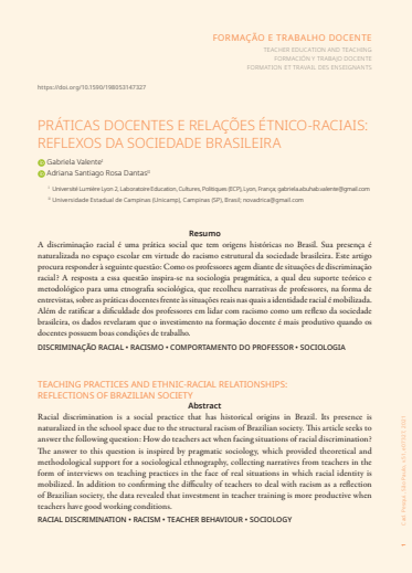 PRÁTICAS DOCENTES E RELAÇÕES ÉTNICO-RACIAIS: REFLEXOS DA SOCIEDADE BRASILEIRA