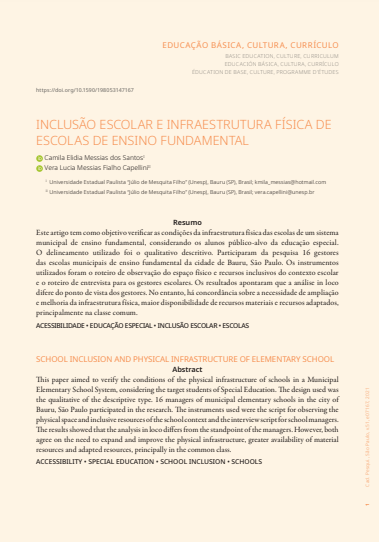 INCLUSÃO ESCOLAR E INFRAESTRUTURA FÍSICA DE ESCOLAS DE ENSINO FUNDAMENTAL