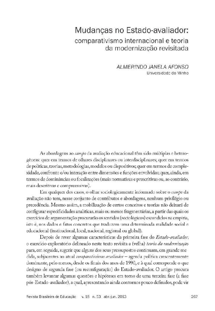 Mudanças no Estado-avaliador: comparativismo internacional e teoria da modernização revisitada