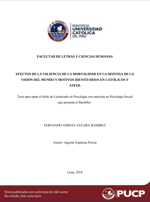 Efectos de la saliencia de la mortalidad en la defensa de la visión del mundo y motivos identitarios en católicos y ateos