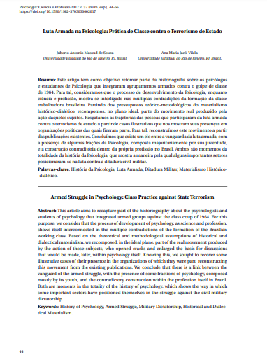 Luta Armada na Psicologia: Prática de Classe contra o Terrorismo de Estado