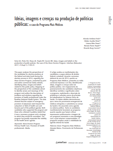 Ideias, imagens e crenças na produção de políticas públicas: o caso do Programa Mais Médicos