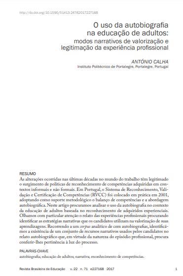 O uso da autobiografia na educação de adultos: modos narrativos de valorização e legitimação da experiência profissional