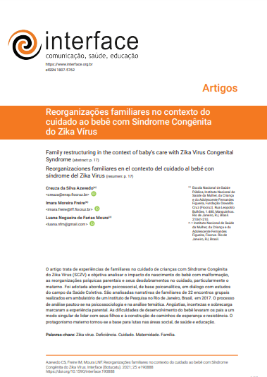 Reorganizações familiares no contexto do cuidado ao bebê com Síndrome Congênita do Zika Vírus