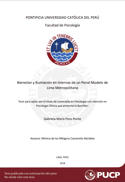 Bienestar y rumiación en internas de un penal modelo de Lima Metropolitana