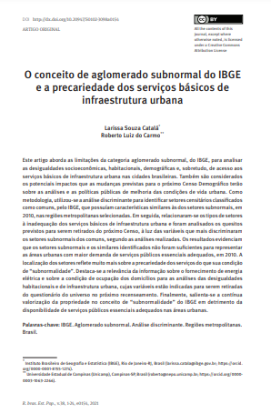 O conceito de aglomerado subnormal do IBGE e a precariedade dos serviços básicos de infraestrutura urbana