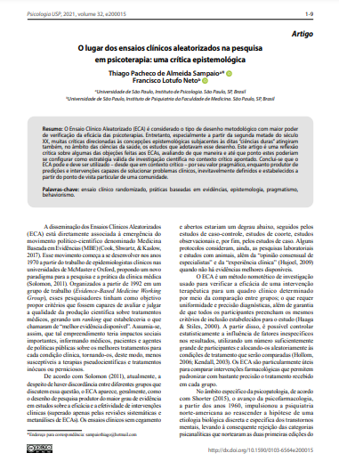 O lugar dos ensaios clínicos aleatorizados na pesquisa em psicoterapia: uma crítica epistemológica