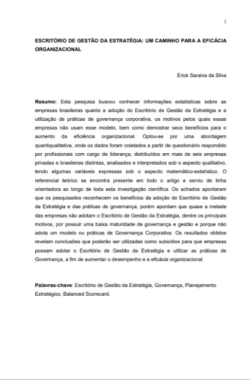 Escritório de gestão da estratégia: um caminho para a eficácia organizacional
