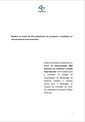 Desafios na busca da alta performance de processos e resultados em uma empresa do ramo financeiro