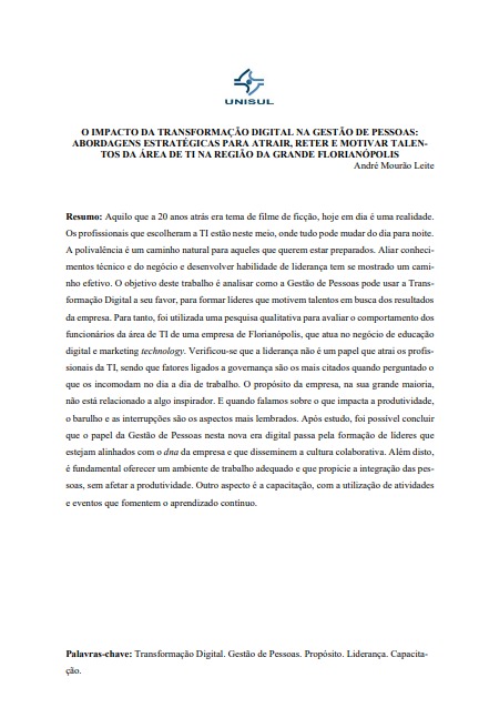 O impacto da transformação digital na gestão de pessoas: abordagens estratégicas para atrair, reter e motivar talentos da área de TI na região da grande Florianópolis
