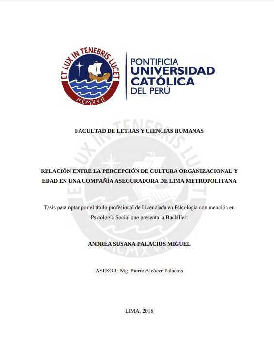 Relación entre la percepción de cultura organizacional y edad en una compañía aseguradora de Lima Metropolitana