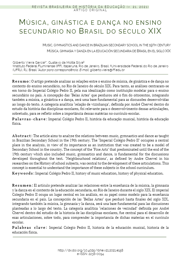 Música, ginástica e dança no ensino secundário no Brasil do século XIX