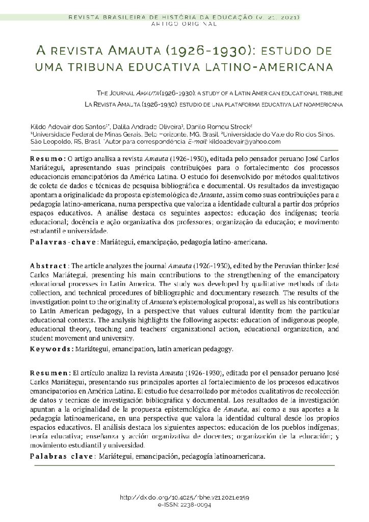 A revista Amauta (1926-1930): estudo de uma tribuna educativa latino-americana